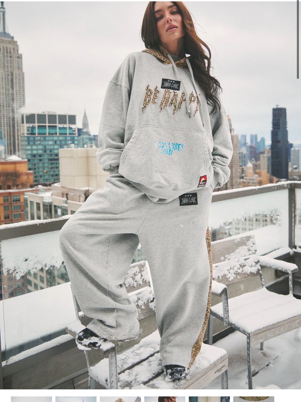 Sabbi The Be Happy Hoodie | Leopard and Be Happy Wide Leg Sweat Pant | Leopard